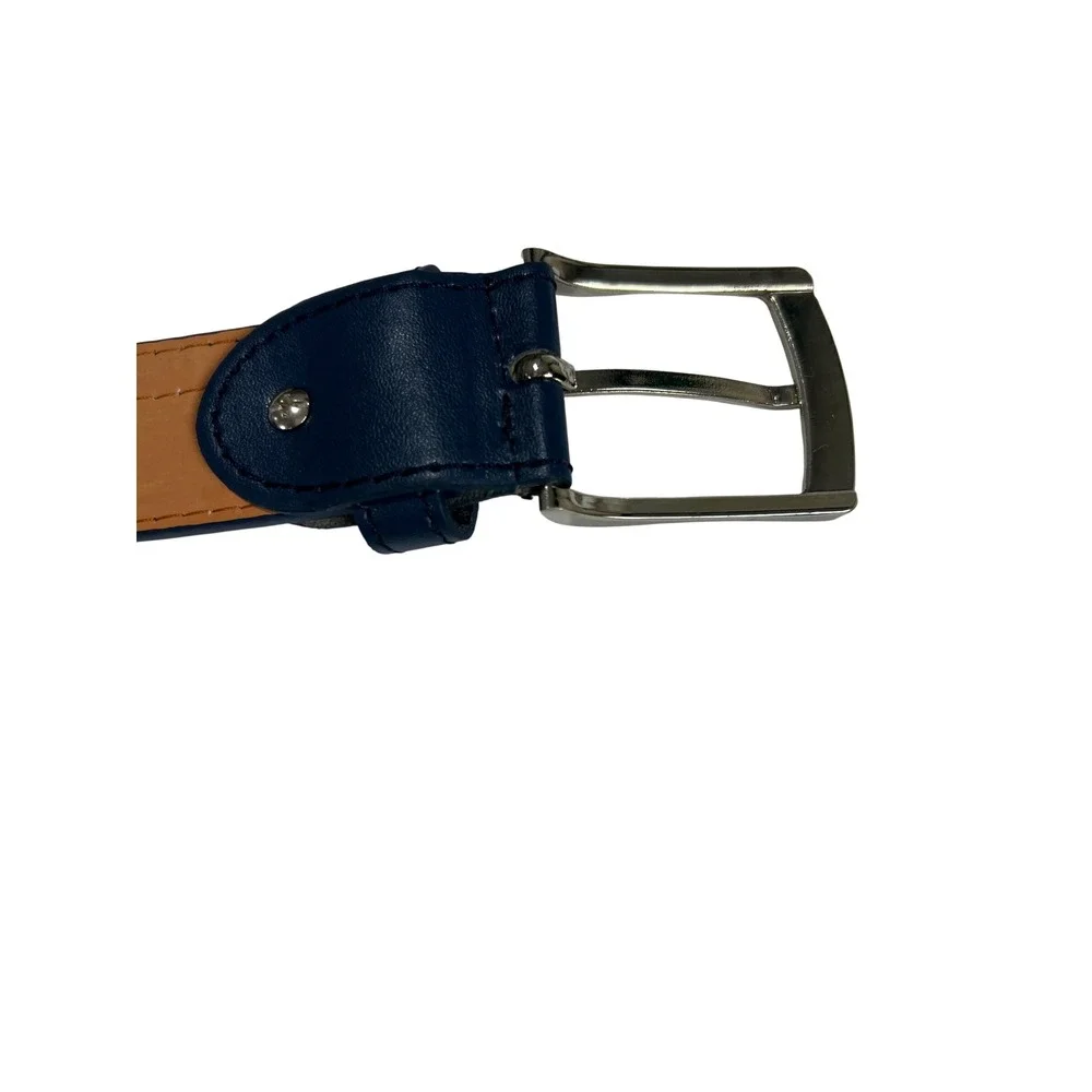 Kids A2023 Belt Kids XL Navy Blue Genuine Leather Silver Buckle Accessory D34